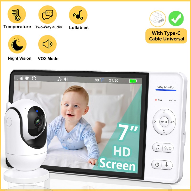 Home Cinema Wireless - 와이파이 없음 7인치 베이비 모니터 양방향